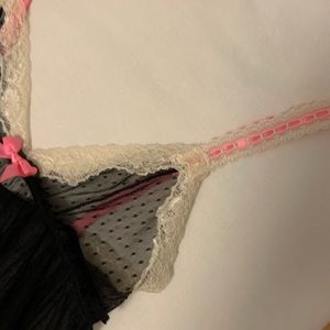 Lingerie top. Black polka dot with link detailing